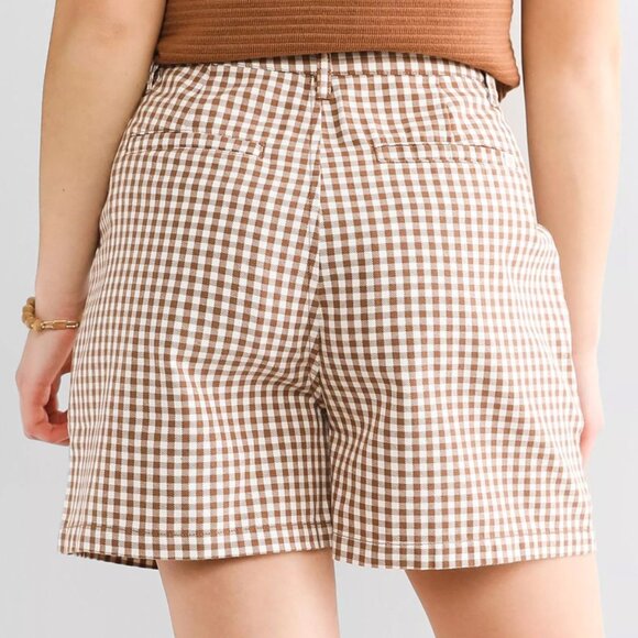 Brixton Victory Shorts - Brown Gingham - Size 25 - Picture 3 of 7